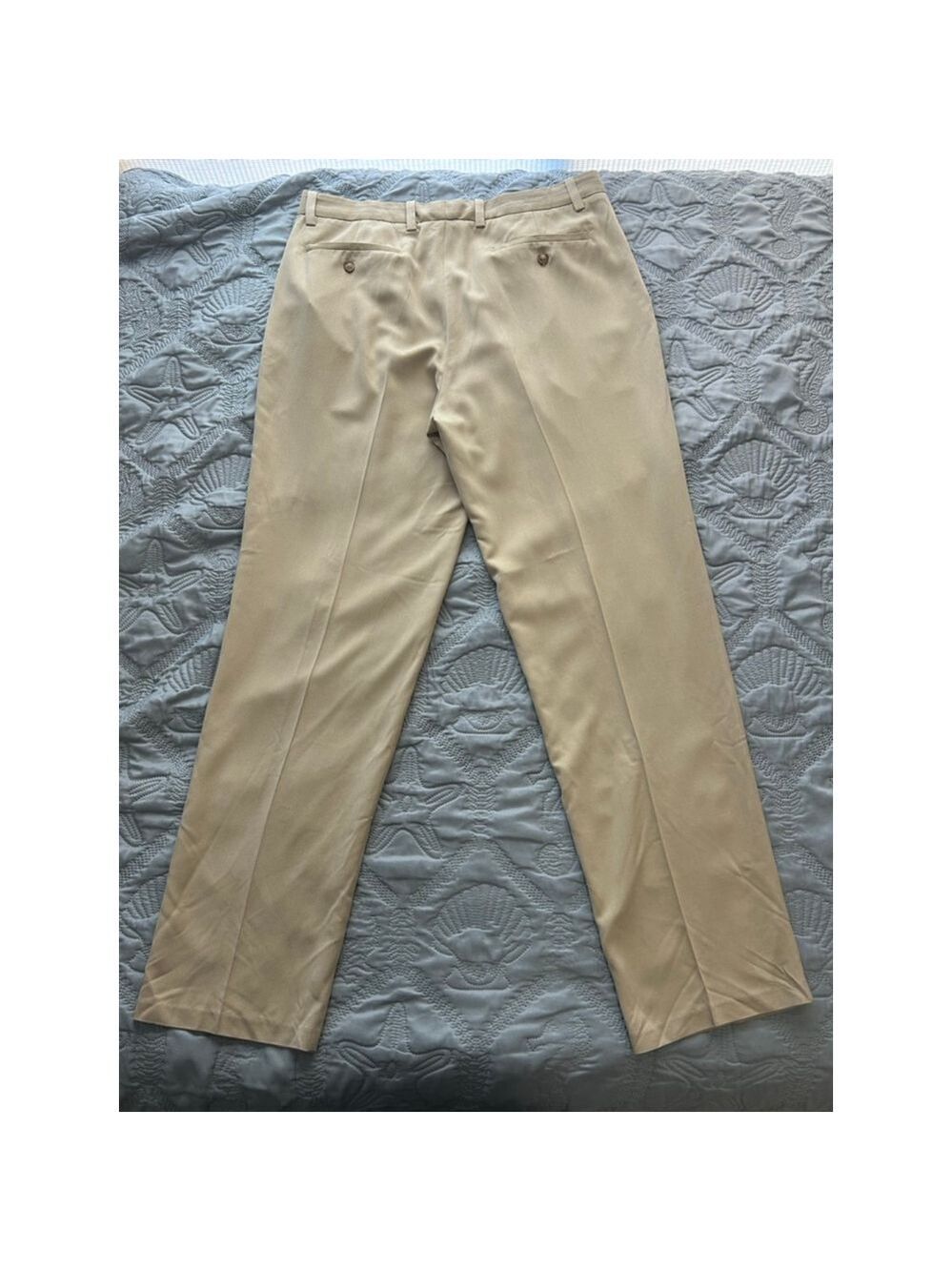 Tommy Bahama 100% Silk Pleated Dress Pants Beige 36 Herringbone - Picture 4 of 10